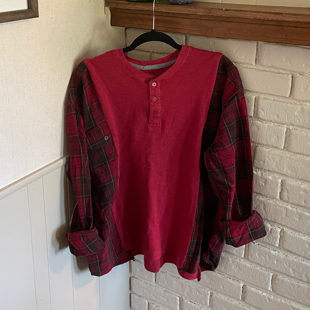Upcycled Flannel Long-sleeve Top